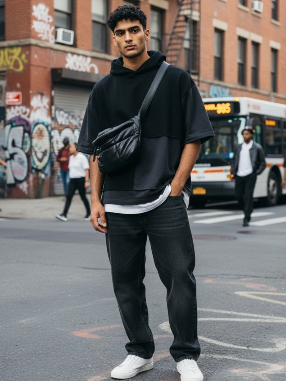 STYLISM Denmark Black Quilted Soft Sheep Leather Messenger Bag